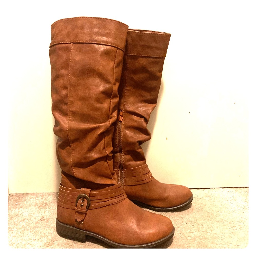 Brown leather boots
